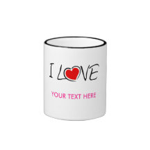 Amo la taza del texto de la plantilla