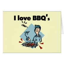 Amo las camisetas y los regalos de BBQs Felicitación