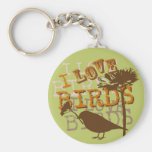 Amo llavero del diseño de los pájaros