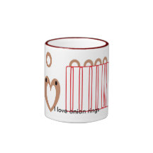 Amo los anillos de cebolla taza de café