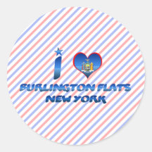 Amo los planos de Burlington, Nueva York Pegatina Redonda