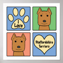 Amo los terrieres de Staffordshire Poster