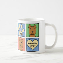 Amo los terrieres de Staffordshire Tazas De Café