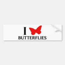 Amo mariposas pegatina de parachoque