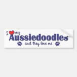 Amo mi Aussiedoodles (los perros múltiples) Etiqueta De Parachoque