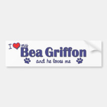 Amo mi Bea Griffon (el perro masculino) Pegatina De Parachoque