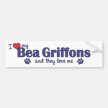 Amo mi Bea Griffons (los perros múltiples) Pegatina De Parachoque