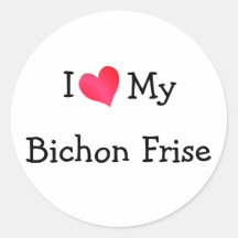 Amo mi Bichon Frise Pegatina Redonda