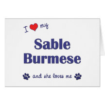 Amo mi birmano del Sable (el gato femenino) Tarjeton