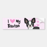 Amo mi Boston Terrier Pegatina De Parachoque