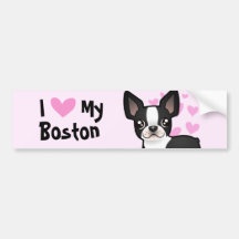 Amo mi Boston Terrier Pegatina De Parachoque