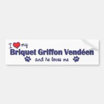 Amo mi Briquet Griffon Vendeen (el perro masculino Pegatina De Parachoque