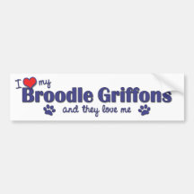 Amo mi Broodle Griffons (los perros múltiples) Pegatina De Parachoque