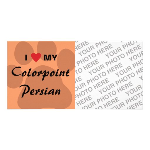 Amo mi diseño de Pawprint del gato persa de Colorp Tarjetas Personales Con Fotos