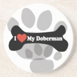 Amo mi Doberman - hueso de perro Posavasos Personalizados