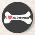 Amo mi Doberman - hueso de perro Posavasos Cerveza