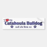 Amo mi dogo de Catahoula (el perro femenino) Etiqueta De Parachoque