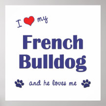 Amo mi dogo francés (el perro masculino) posters