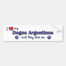 Amo mi Dogos Argentinos (los perros múltiples) Etiqueta De Parachoque