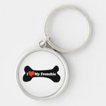 Amo mi Frenchie - hueso de perro Llavero