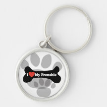 Amo mi Frenchie - hueso de perro Llaveros Personalizados