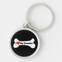 Amo mi Frenchie - hueso de perro Llaveros Personalizados