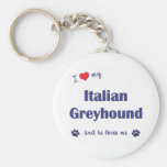 Amo mi galgo italiano (el perro masculino) llavero personalizado