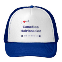 Amo mi gato sin pelo canadiense (el gato femenino) gorro de camionero