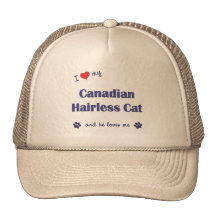 Amo mi gato sin pelo canadiense (el gato masculino gorros bordados
