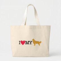 ¡Amo mi golden retriever! Bolsas Lienzo