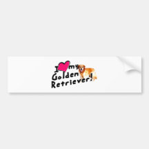 ¡Amo mi golden retriever! Pegatina De Parachoque