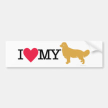 ¡Amo mi golden retriever! Pegatina De Parachoque