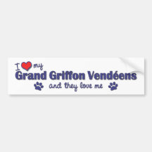 Amo mi Griffon magnífico Vendeens (los perros múlt Etiqueta De Parachoque