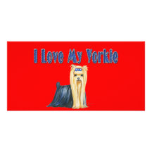 Amo mi impresión del perro del arte de Yorkie Tarjeta Fotografica