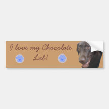 Amo mi laboratorio del chocolate etiqueta de parachoque
