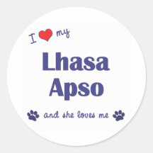 Amo mi Lasa Apso (el perro femenino) Pegatina Redonda