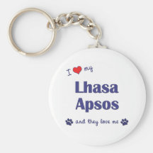 Amo mi Lasa Apsos (los perros múltiples) Llavero Personalizado