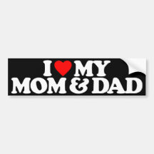 AMO MI MAMÁ Y PAPÁ PEGATINA DE PARACHOQUE