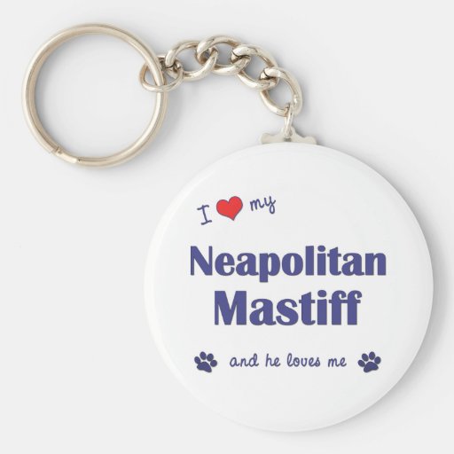 Amo mi mastín napolitano (el perro masculino) llavero personalizado