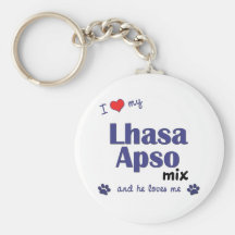 Amo mi mezcla de Lasa Apso (el perro masculino) Llavero Personalizado