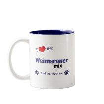 Amo mi mezcla de Weimaraner (el perro masculino) Tazas