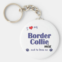Amo mi mezcla del border collie (el perro masculin llaveros