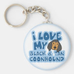 Amo mi negro y bronceo llavero del Coonhound