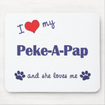 Amo mi Peke-UNO-Pap (el perro femenino) Alfombrillas De Raton
