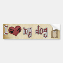 ¡Amo mi perro! Etiqueta De Parachoque