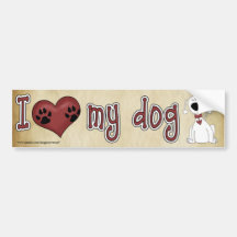 ¡Amo mi perro! Etiqueta De Parachoque