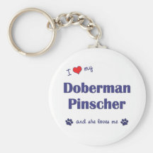 Amo mi Pinscher del Doberman (el perro femenino) Llaveros