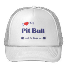Amo mi pitbull (el perro masculino) gorros  