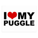 Amo mi postal roja del corazón de Puggle