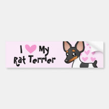 Amo mi rata Terrier/el fox terrier de juguete Pegatina De Parachoque